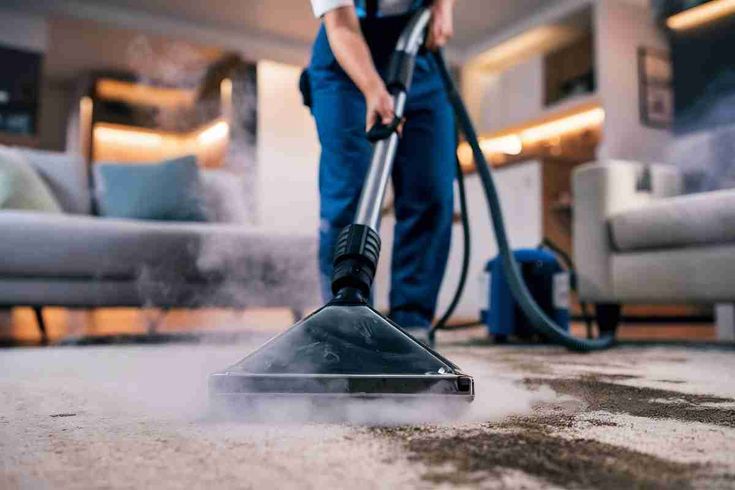 Professional steam carpet cleaning in a Brisbane home